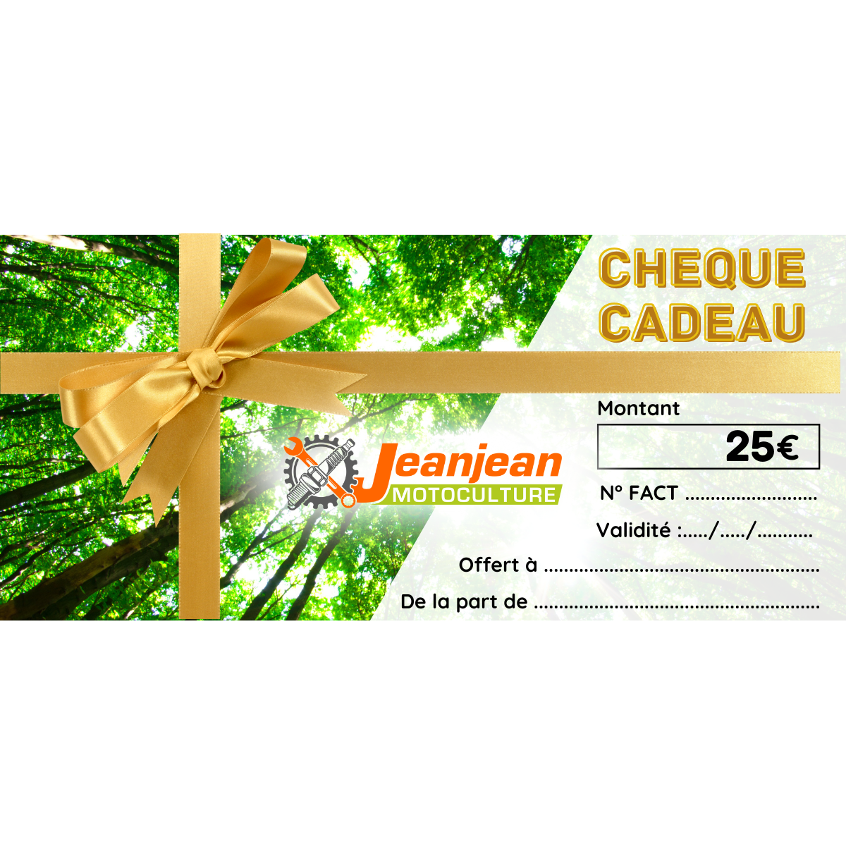 cheque bon cadeau 25 euros jeanjean motoculture